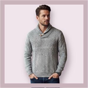 Ocean Current Shawl Collar Knit Pullover Sweater